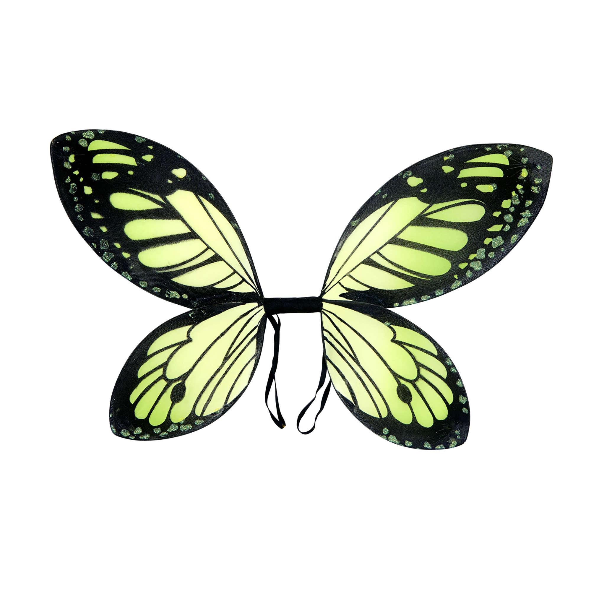 fladderende vlinder vleugels zwart groen kind.