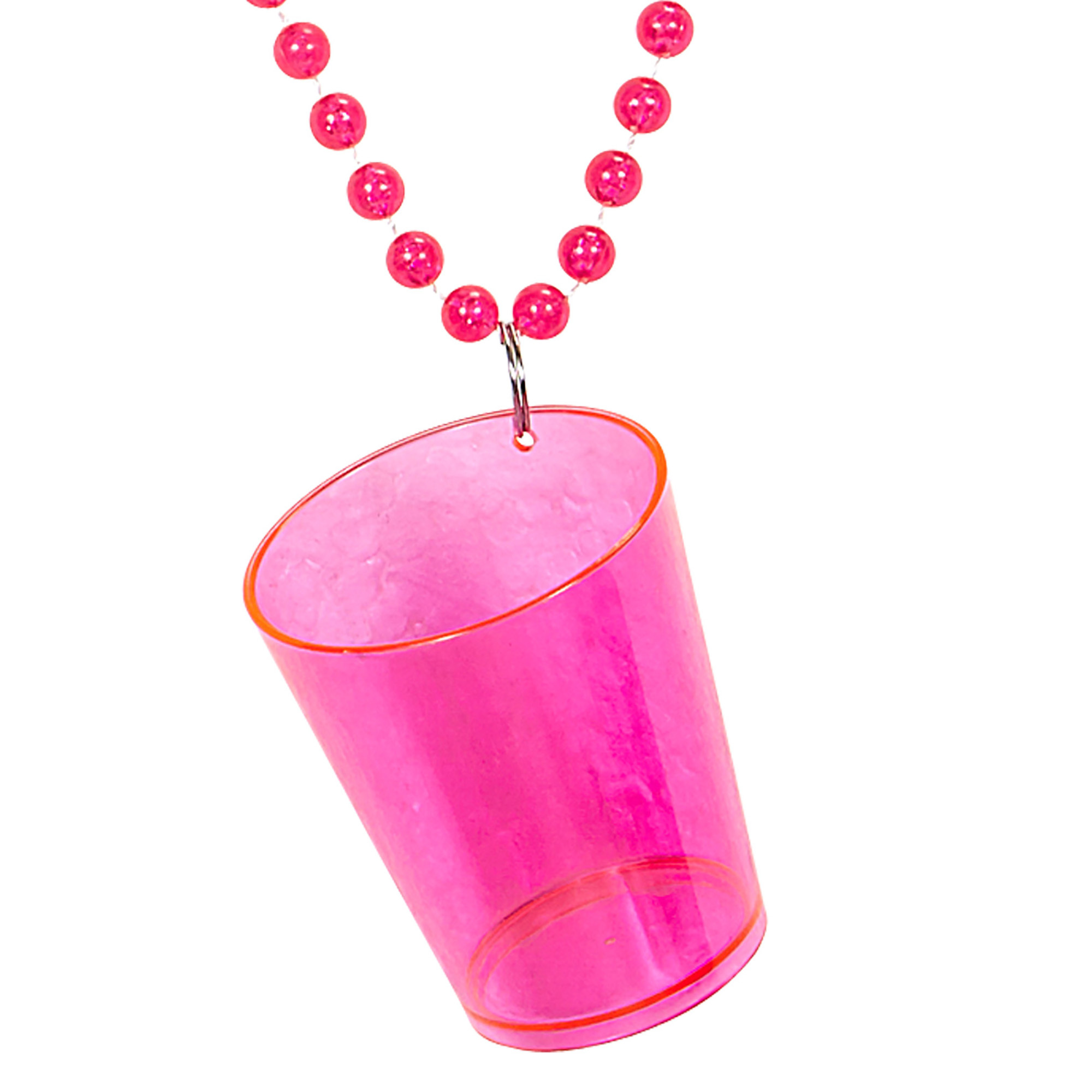 Party shot glas neon rose met ketting