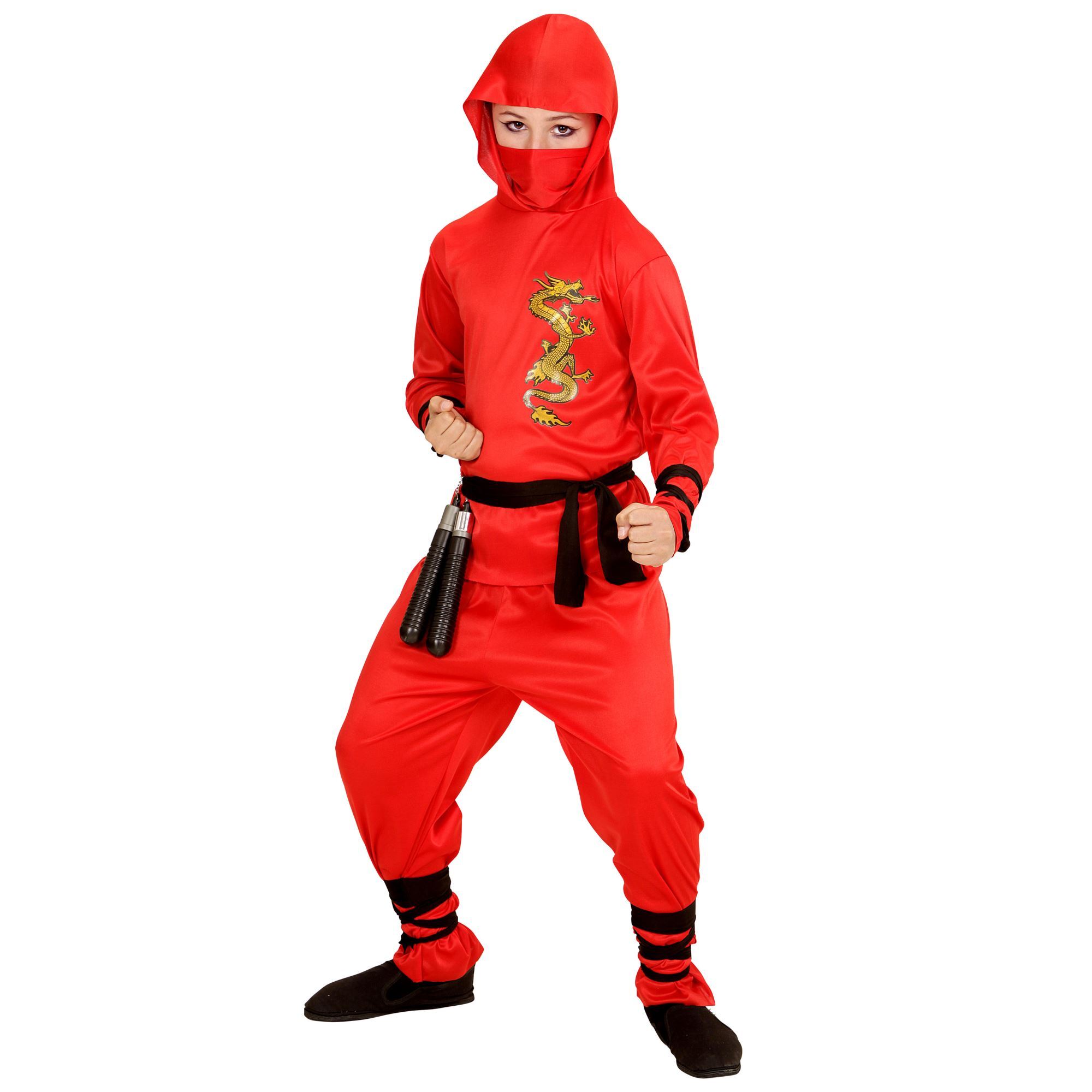 Rood ninja strijder kostuum kind draak