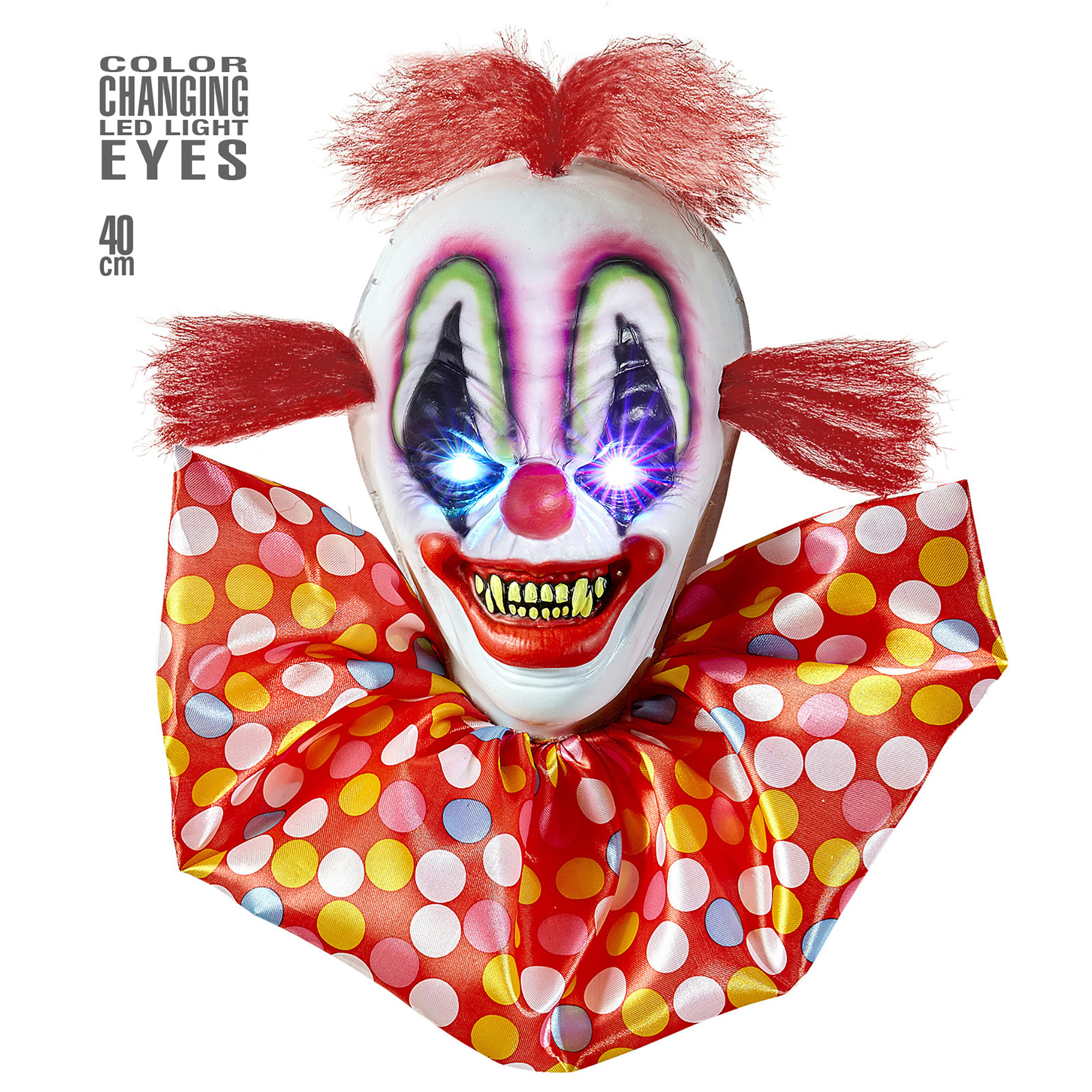 Scary horror clown decoratie met licht effect  40 cm