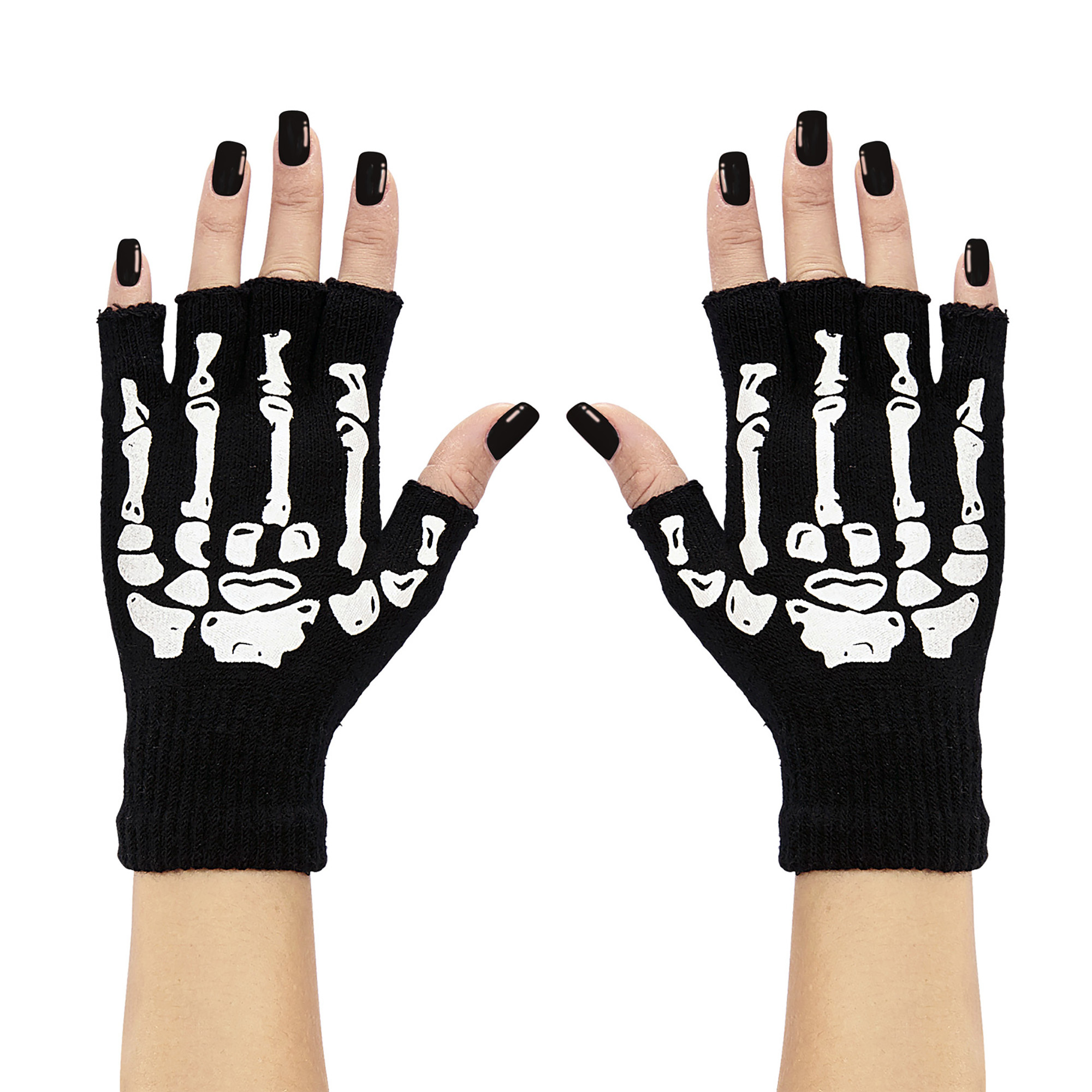 Skelet botten vingerloze handschoenen wol volwassenen
