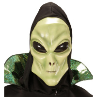 Alien masker met kap en bolle ogen buitenaards kind Alien masker met kap en bolle ogen buitenaards kind