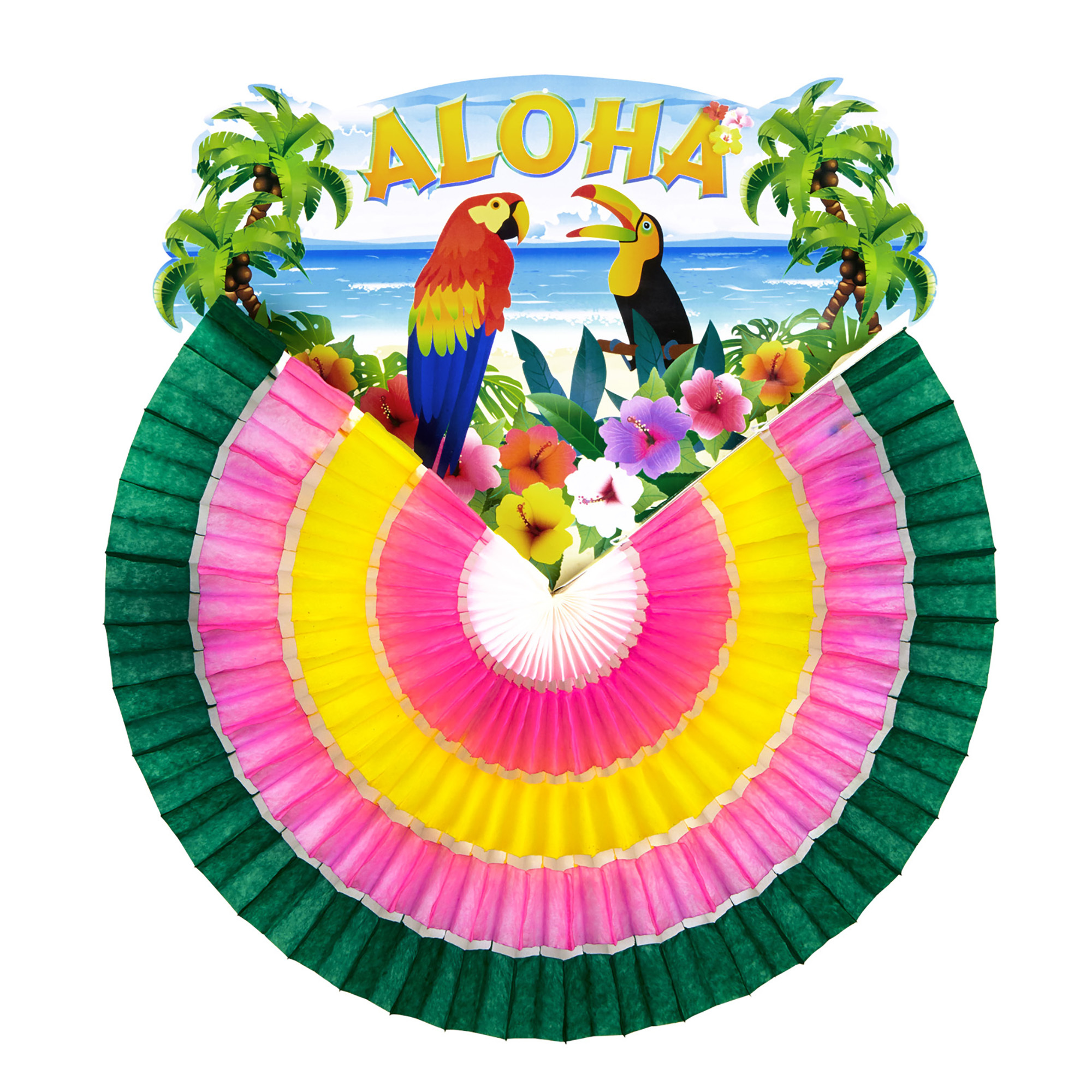 Papieren waaier aloha 48 cm