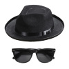 foto 1 Zwarte blues brother set hoed met bril