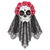 Bruid masker Dia de los muertos met zwarte sluier en rode rozen volwassen