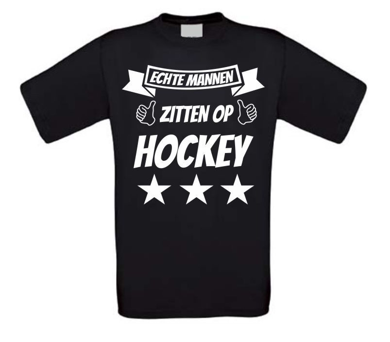 echte mannen zitten op hockey t-shirt