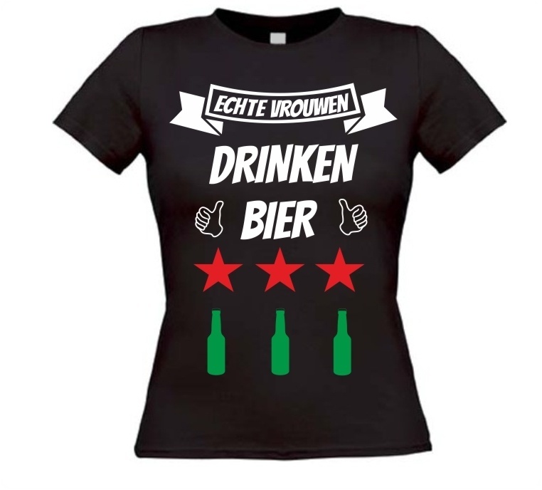 echte vrouwen drinken bier t-shirt