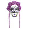 Masker dia de los muertos met paarse rozen en linten