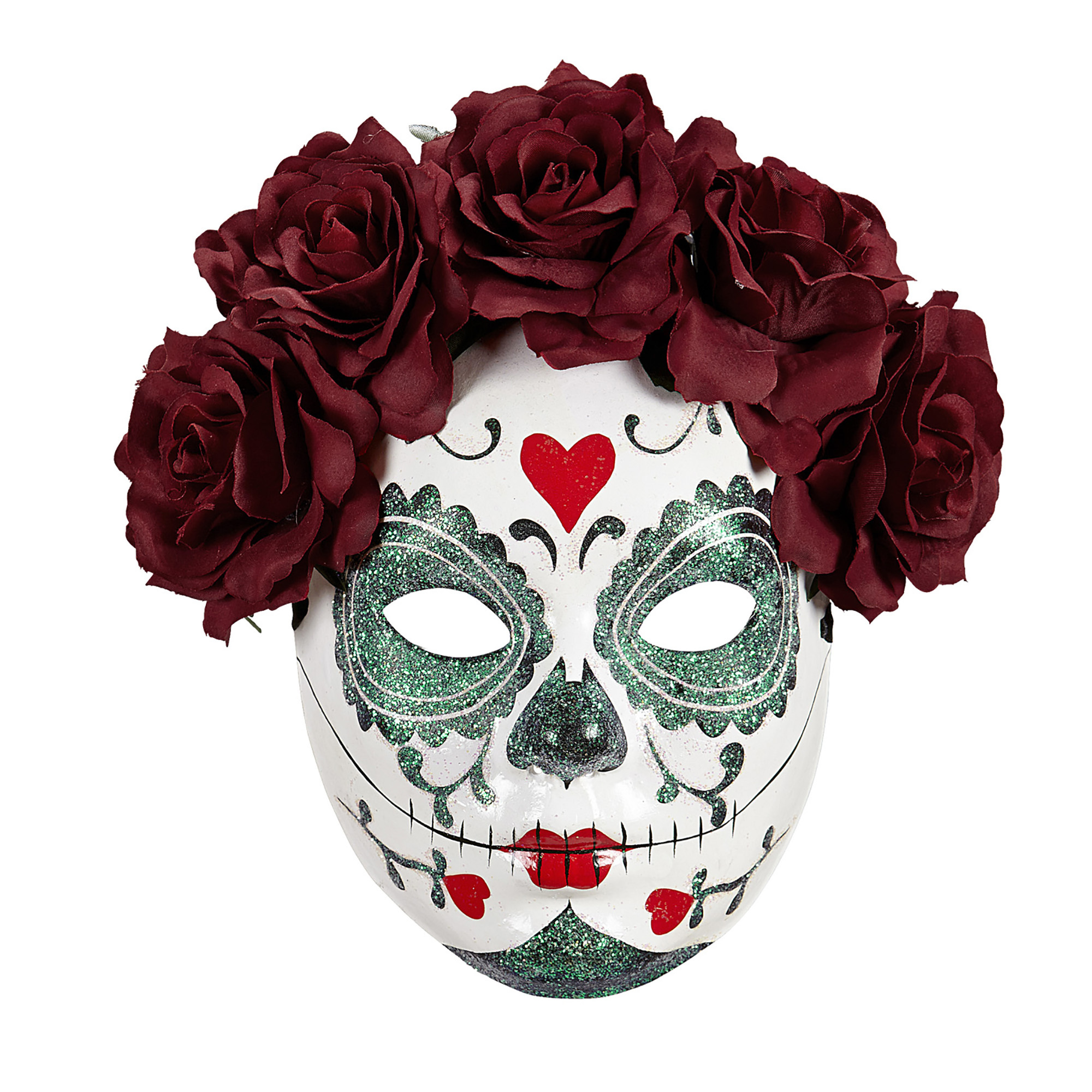 Mooi dames masker dia de los muertos met rode rozen volwassen