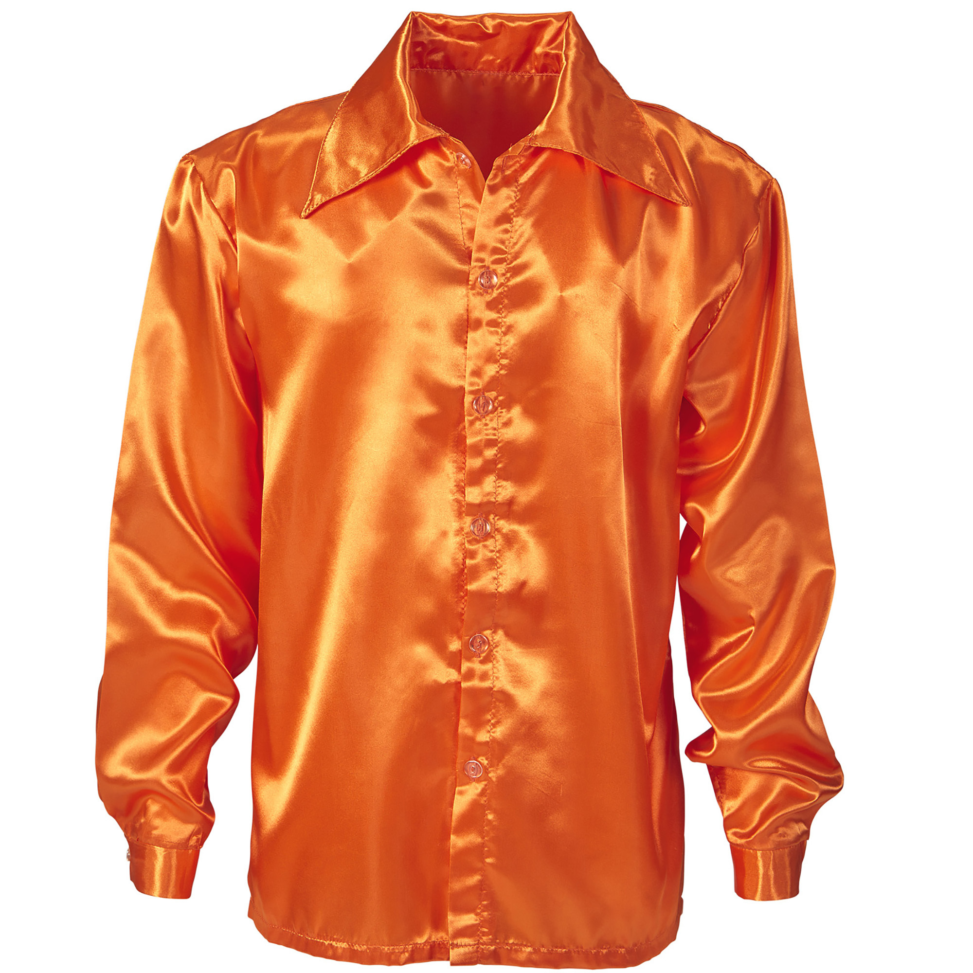 Oranje disco blouse the seventies satijn volwassen