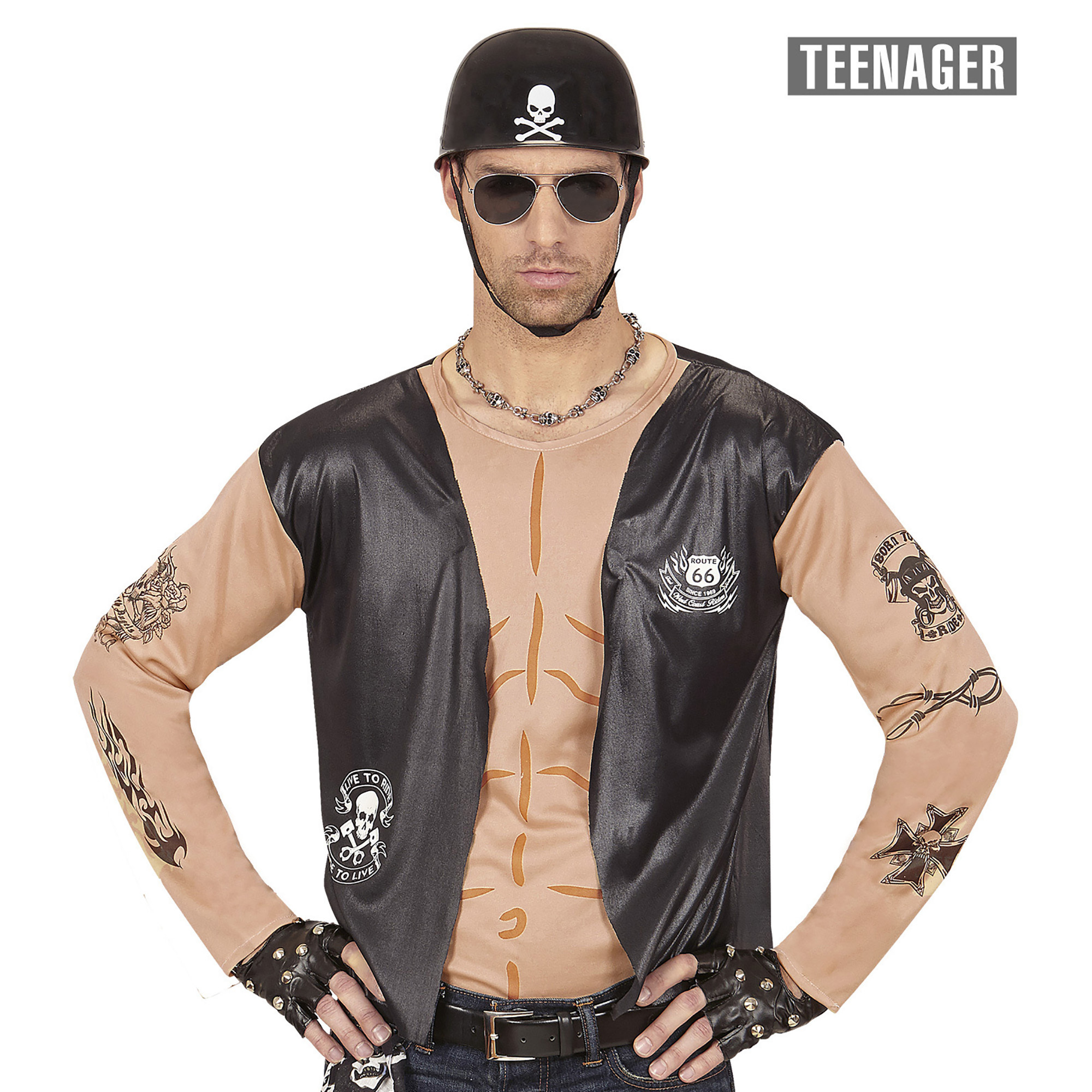 Ruig super stoer Biker t-shirt met vest en tattoo s