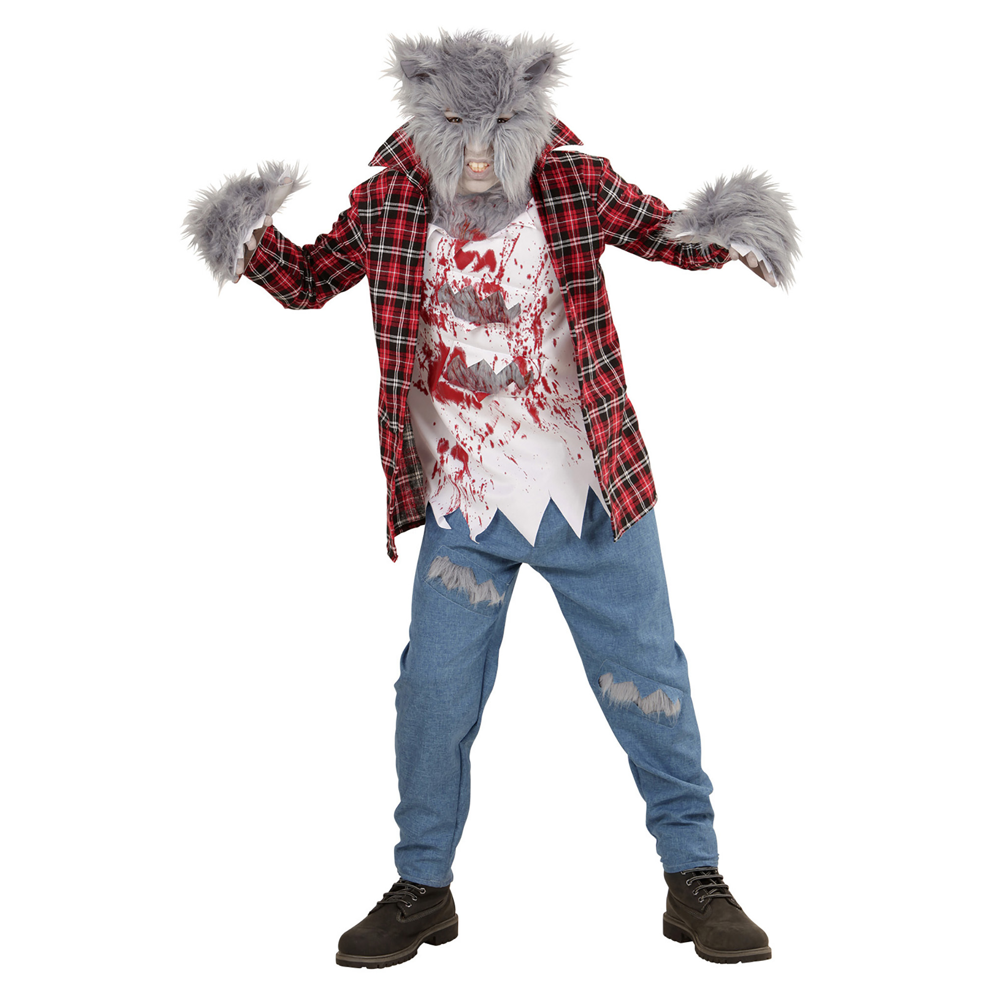 Scary weerwolven kostuum kind bij volle maan weerwolf.