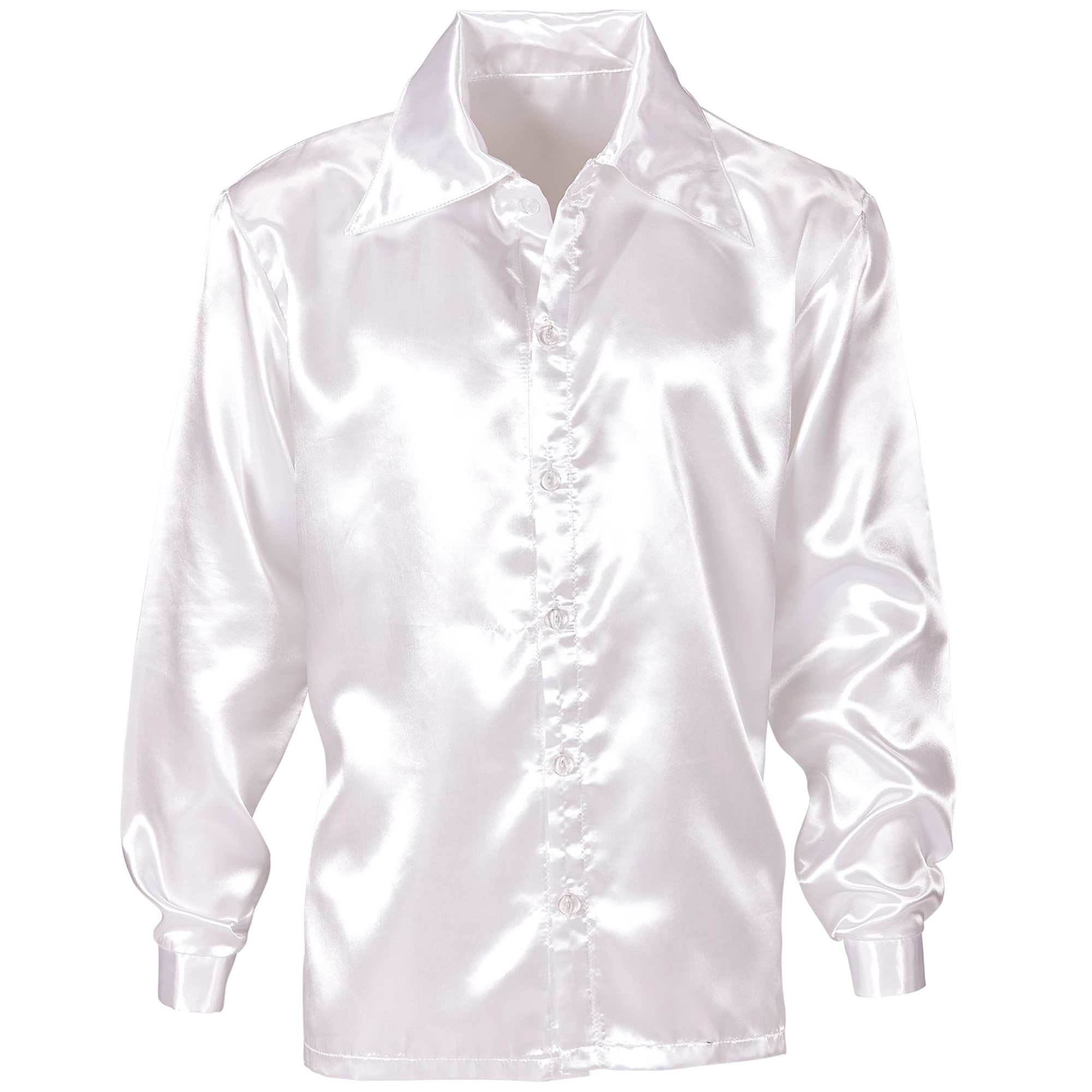 Wit satijn disco 70's en 80's blouse volwassen
