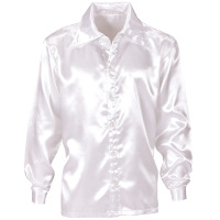 Wit satijn disco 70's en 80's blouse volwassen Wit satijn disco 70's en 80's blouse volwassen