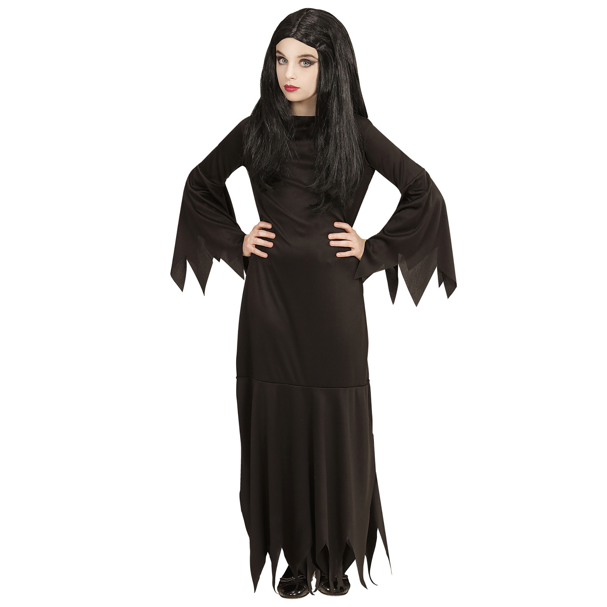 Zwarte heksen jurk the black Mortisia meisje