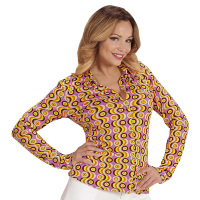 70's en 80's groovy disco blouse retro print discs shirt 70's en 80's groovy disco blouse retro print discs shirt