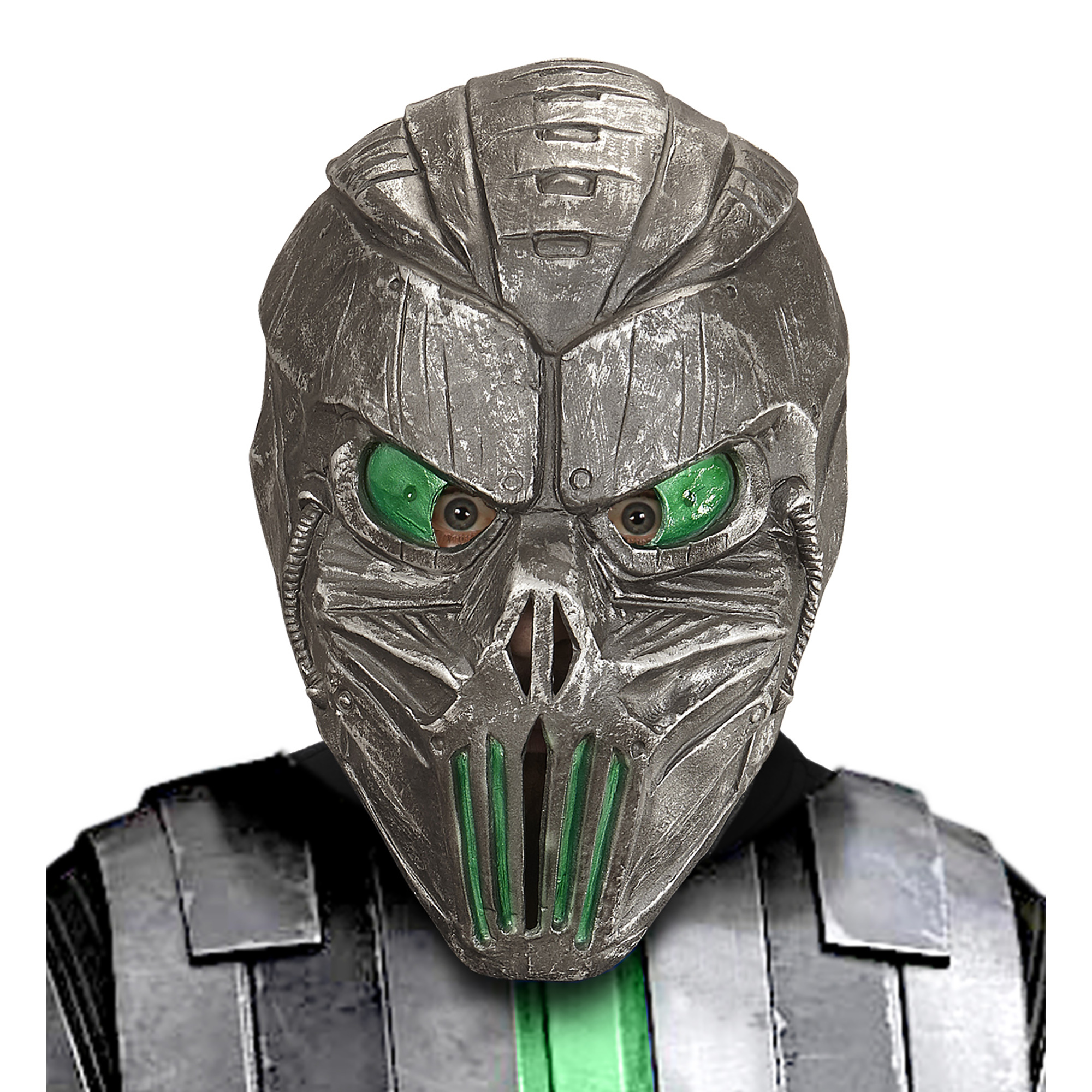 Alien masker ruimtewezen volwassen zilver met groen ogen