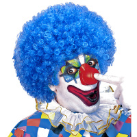Clownspruik blauw krullend volwassen Clownspruik blauw krullend volwassen