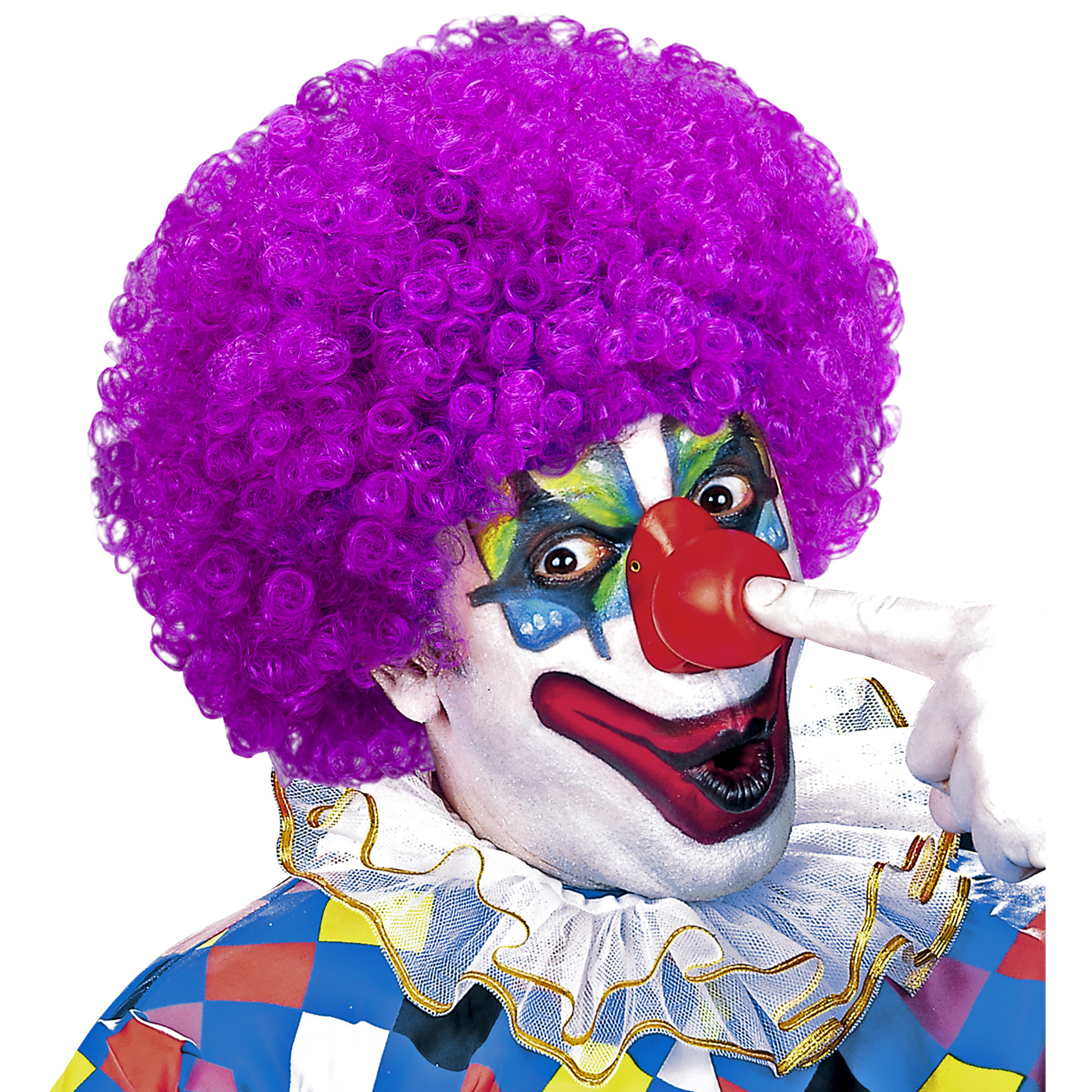 Clownspruik volwassen krullend paars