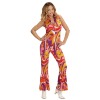 Disco 70s groovy jumpsuit retro orchidee print