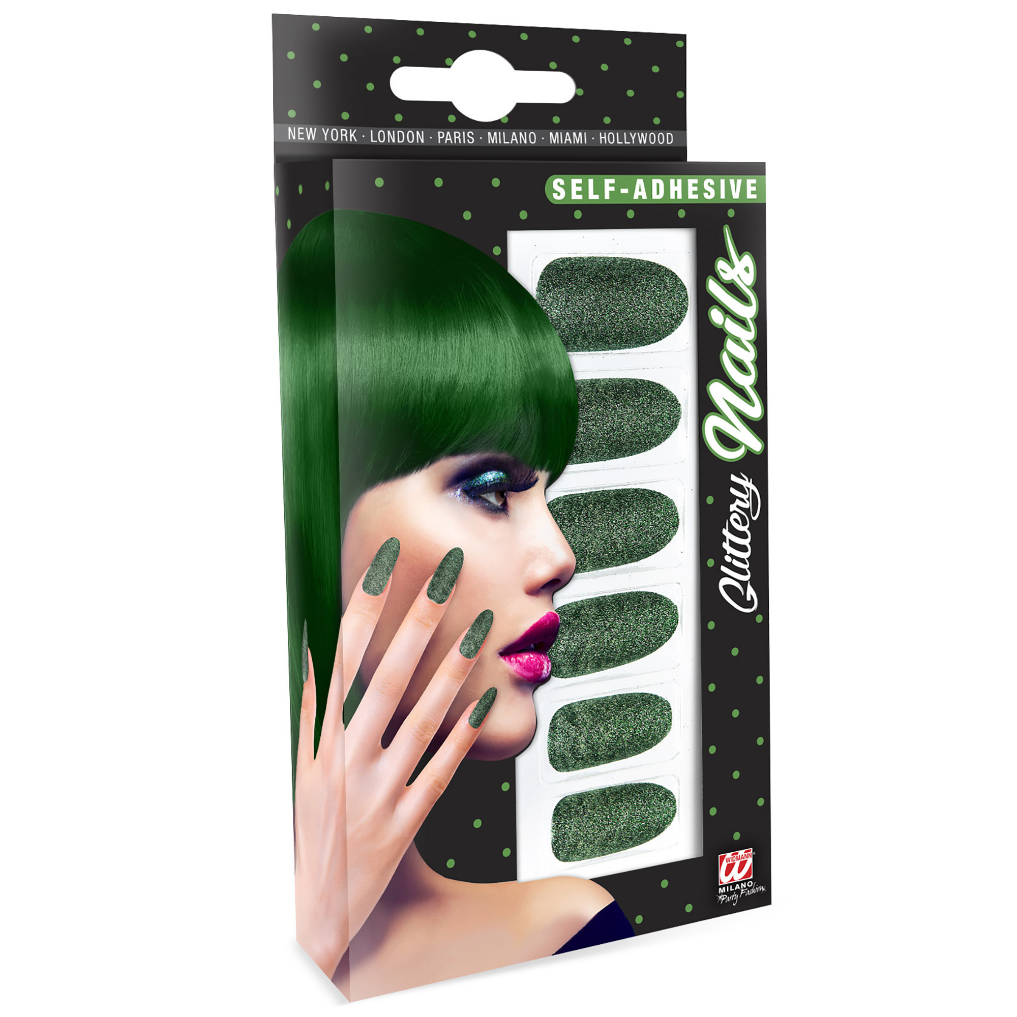 Glitter nagels groen plaknagels 