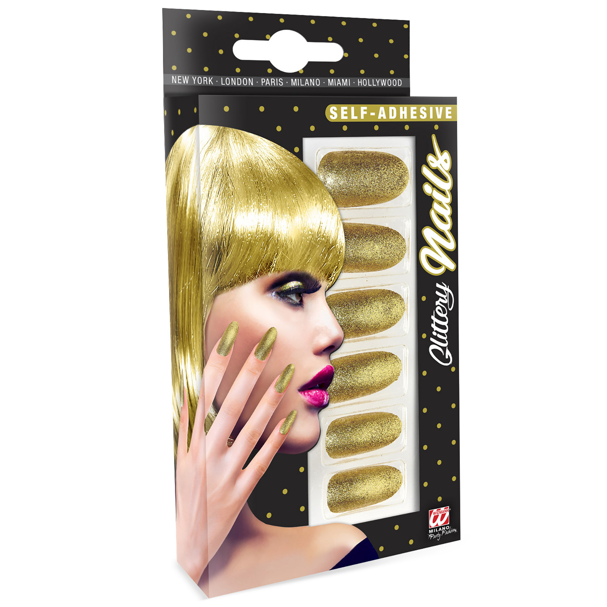 Gouden nagels zelfklevend glitter en glamour