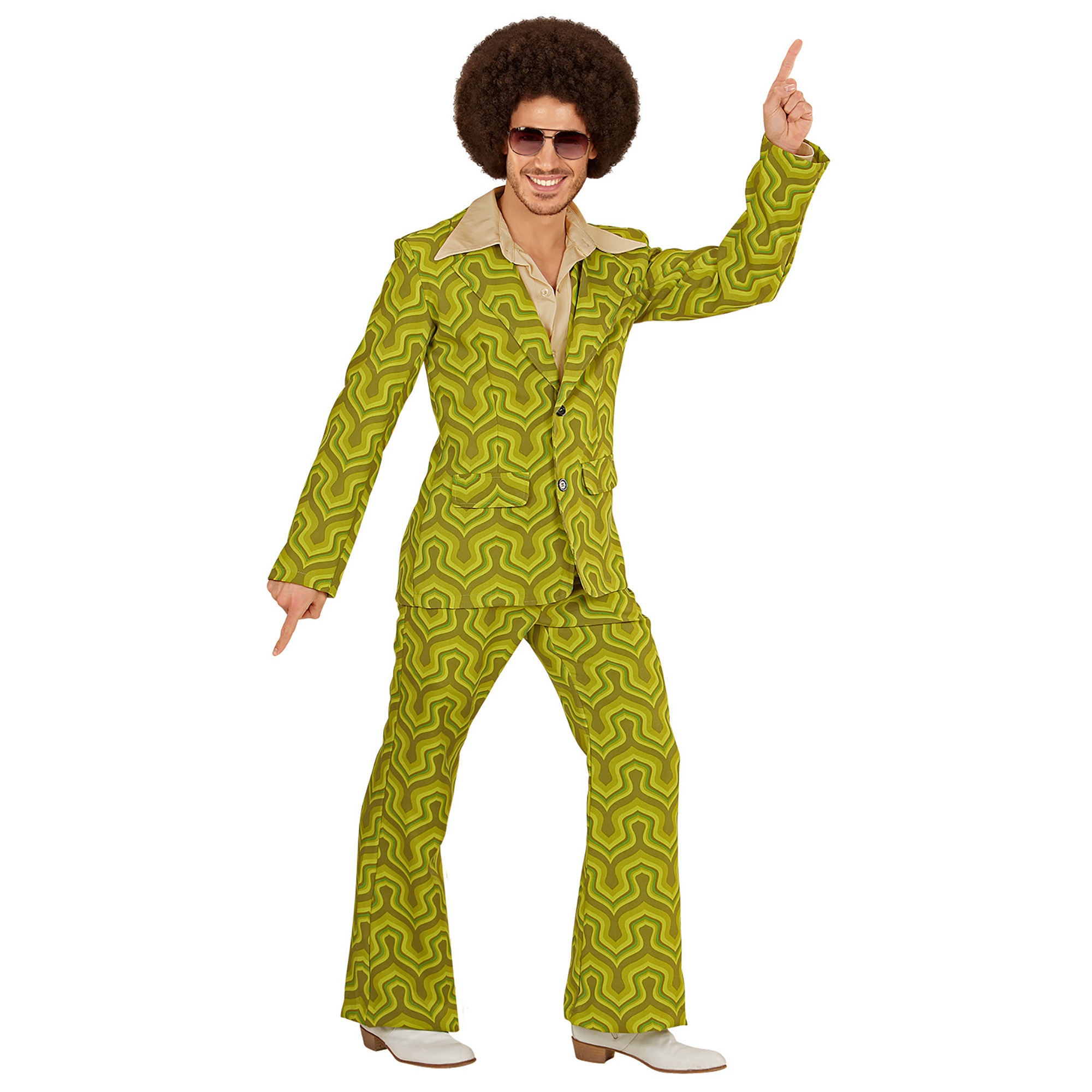 Groovy 70's disco kostuum man saterday night fever groen retro