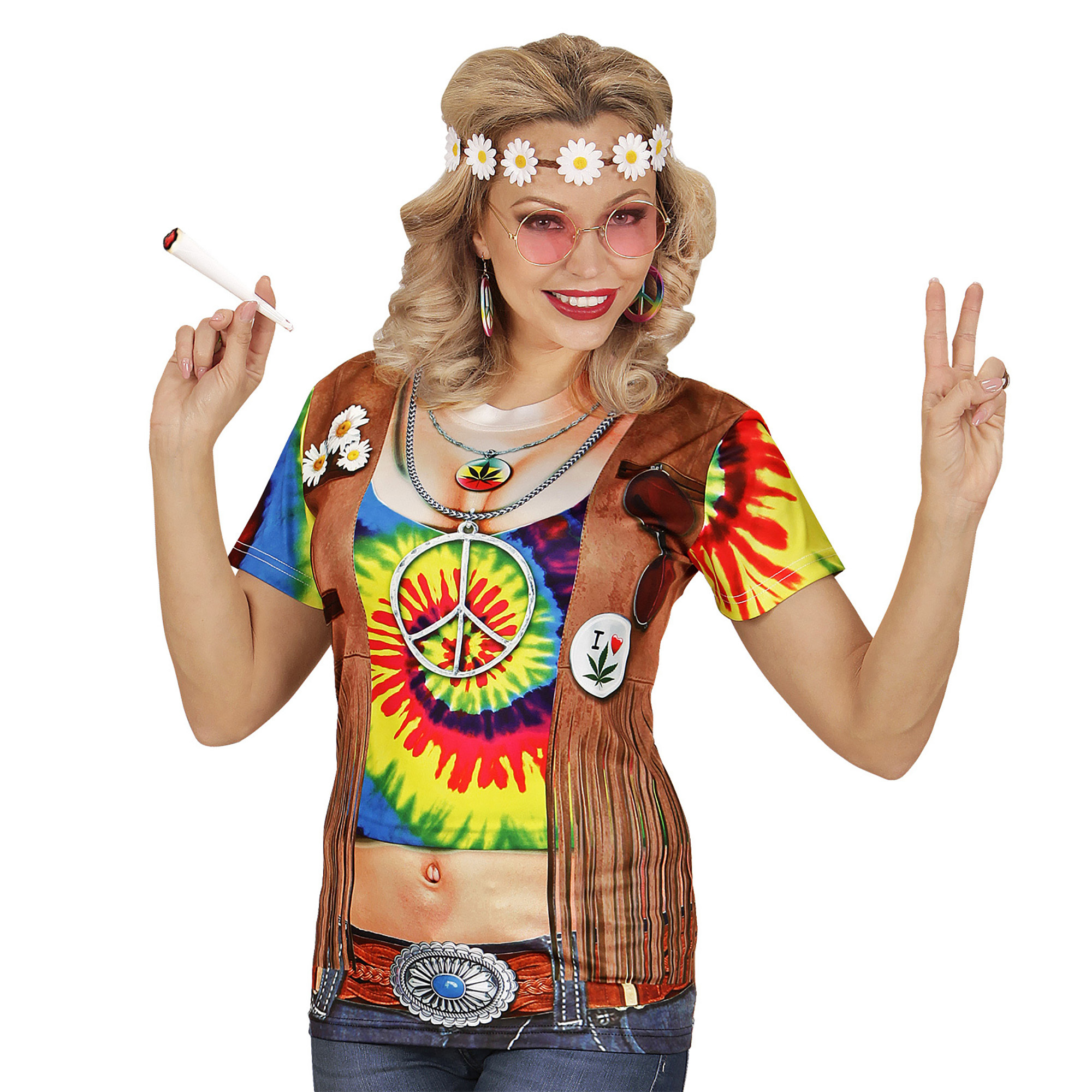 Hippie t-shirt dame foto realistisch shirt