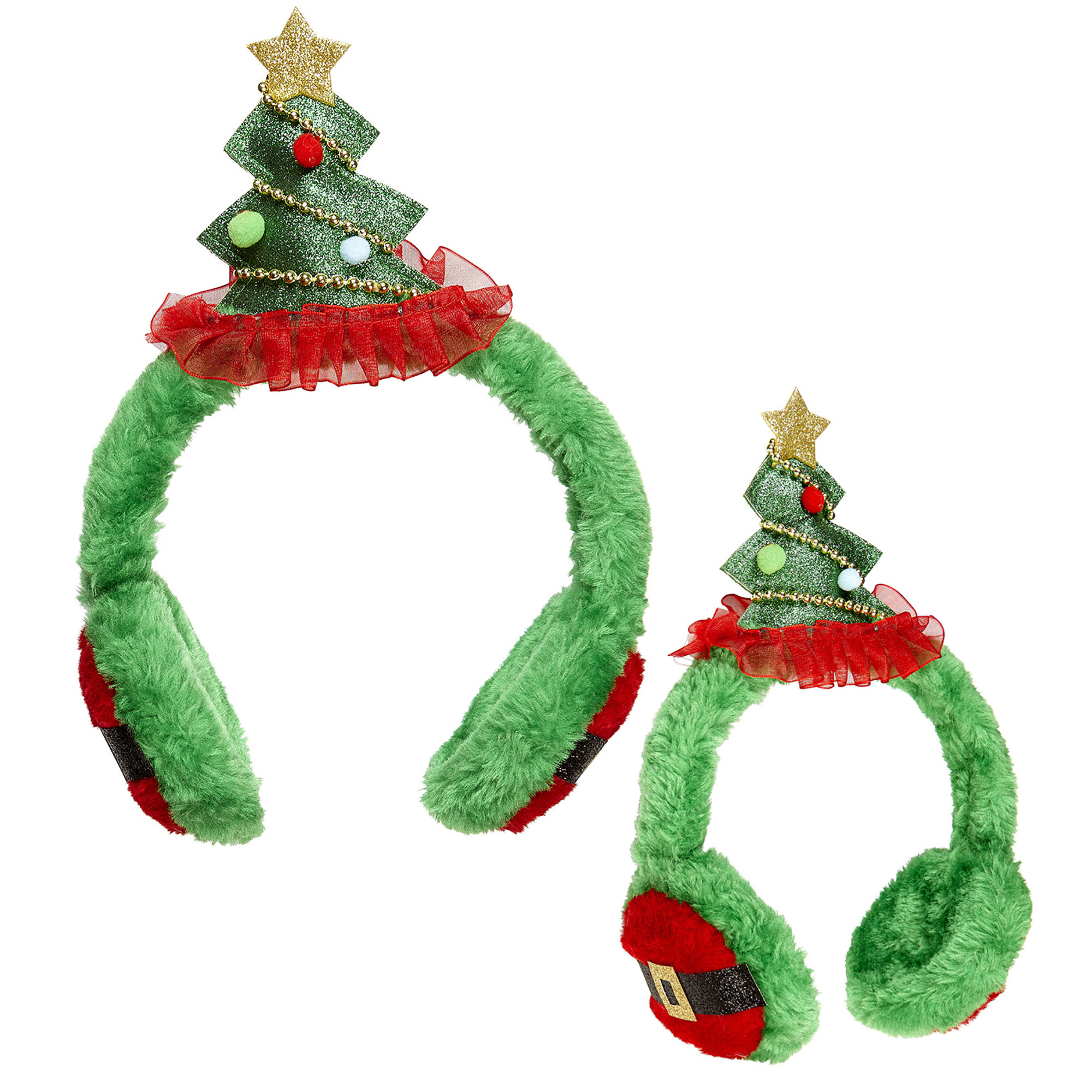 Kerstboom oorwarmers groen volwassen