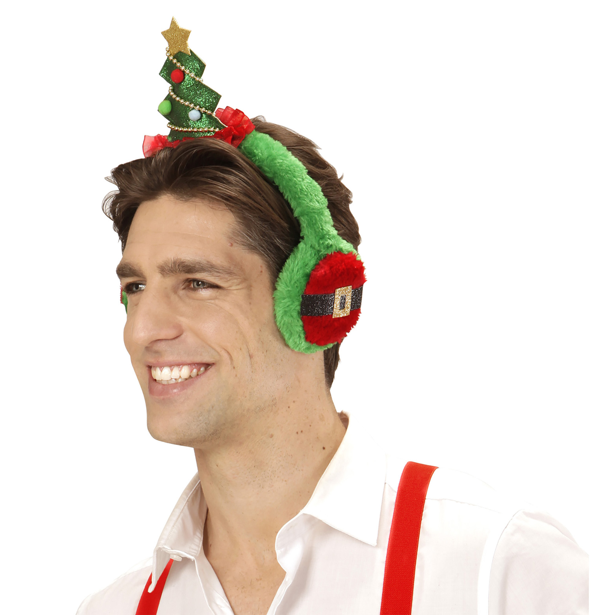 Geelachtig gebonden enkel en alleen Kerstboom oorwarmers groen volwassen Goedkoop