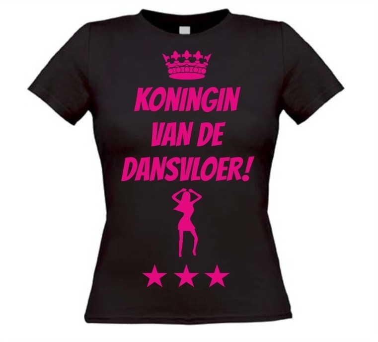 koningin van de dansvloer t-shirt neon pink
