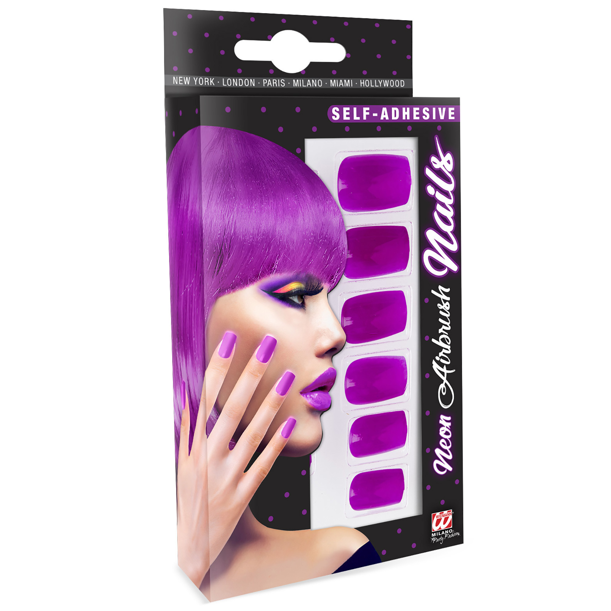 Neon paarse disco plak nagels