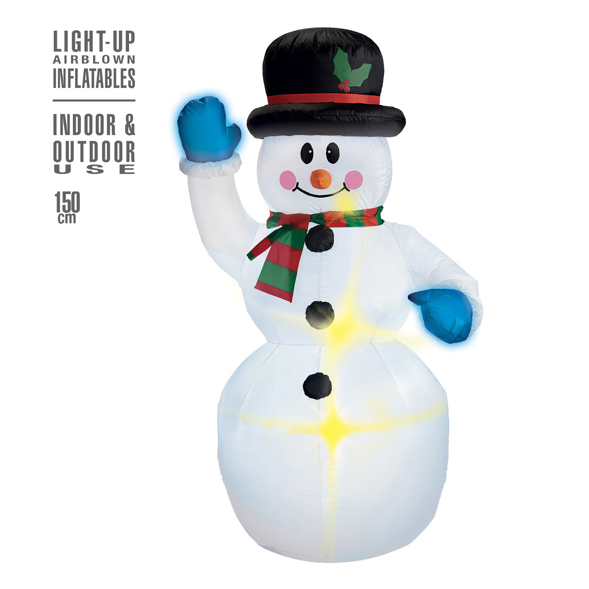 Opblaasbare sneeuwpop 150 cm met verlichting indoor en outdoor