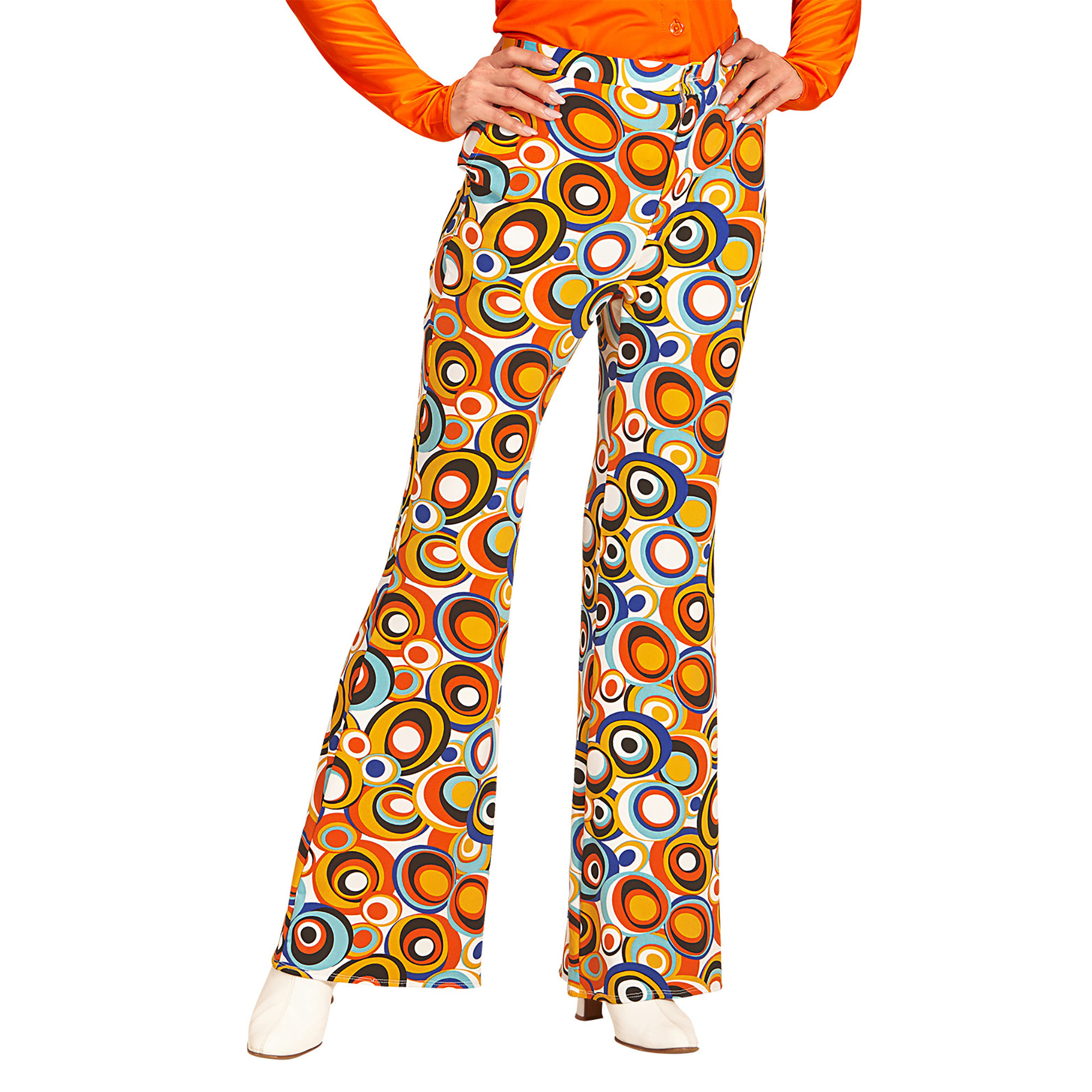 Retro disco broek 70's dames bubbels print