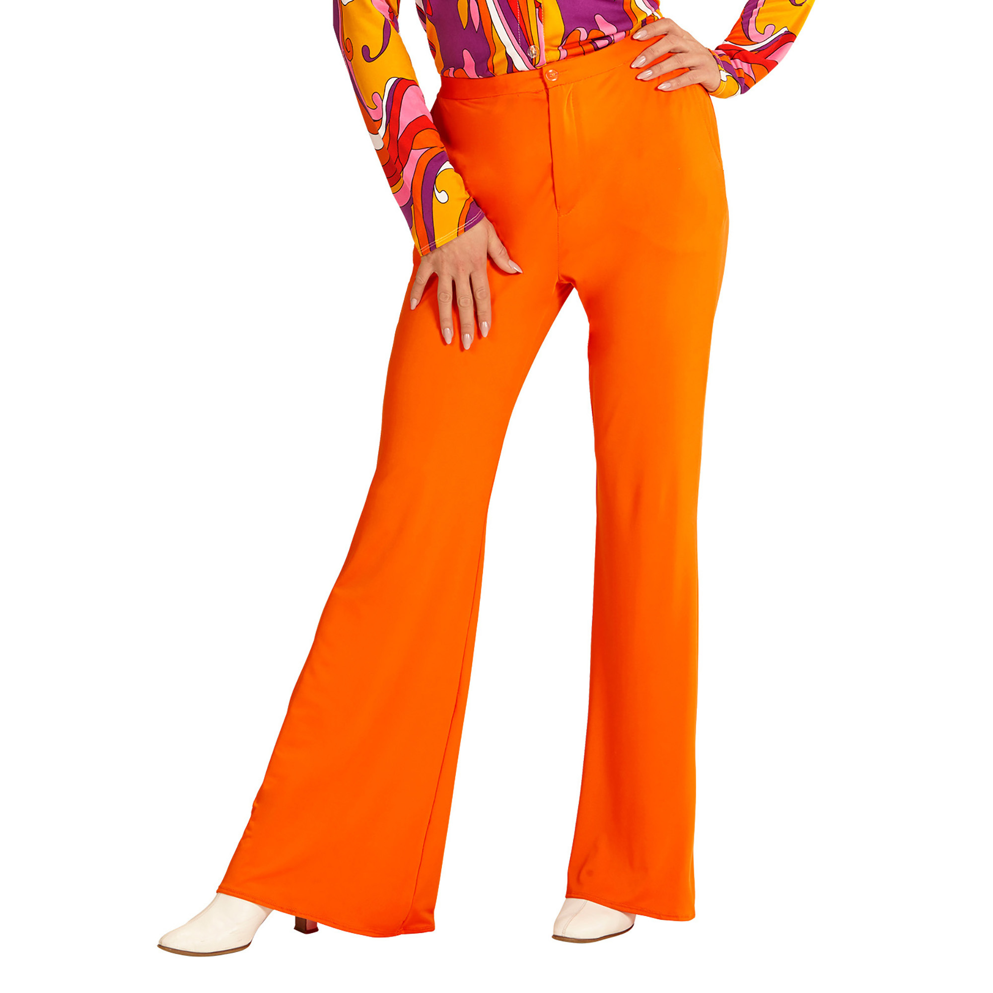 Retro disco broek 70's dames oranje