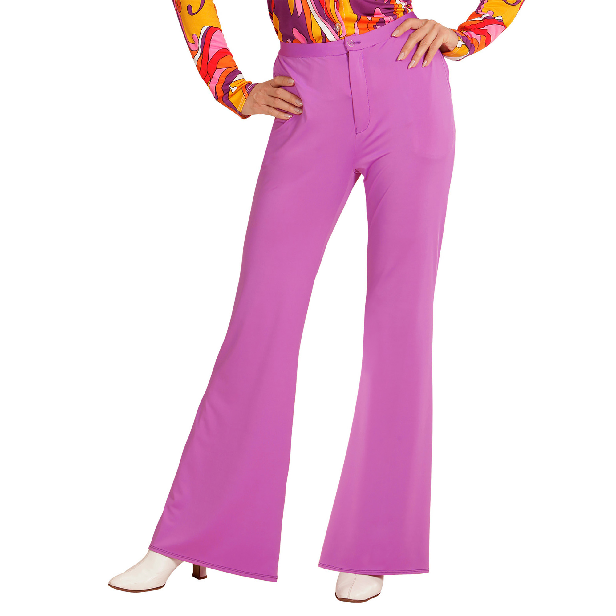 Retro disco broek 70's dames paars