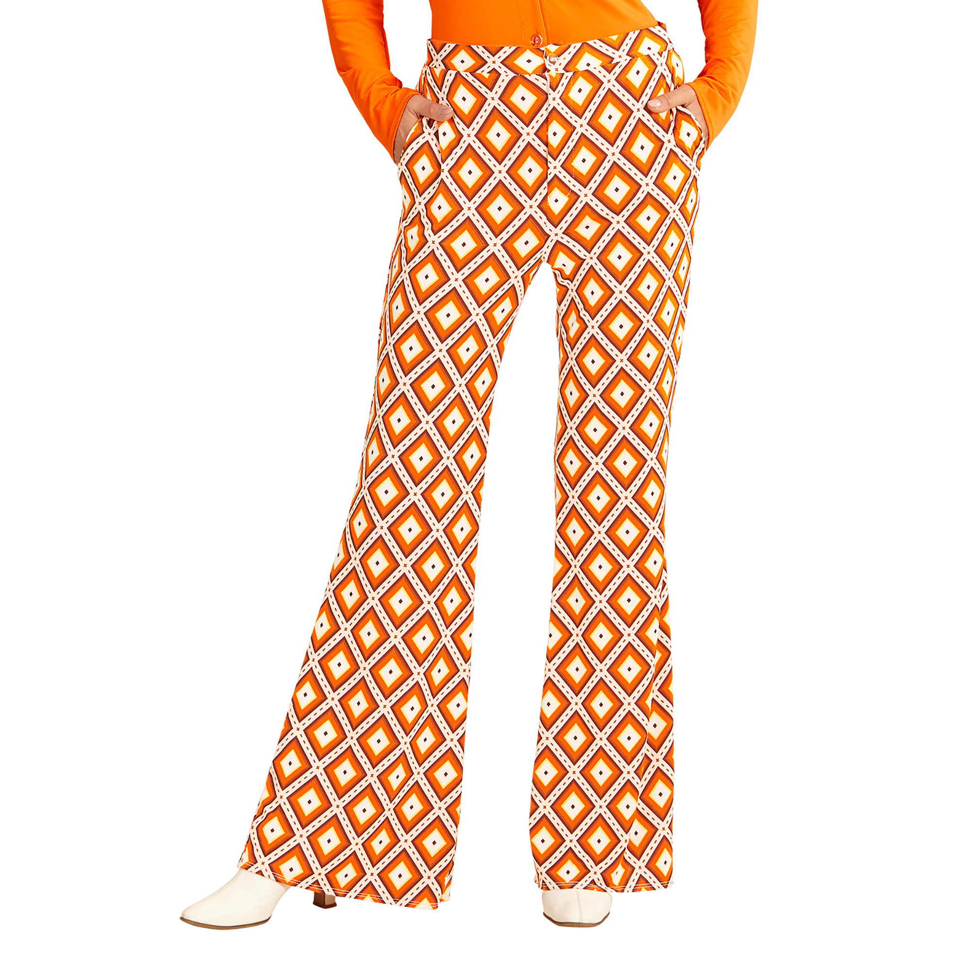 Retro disco broek 70's dames vrolijke print