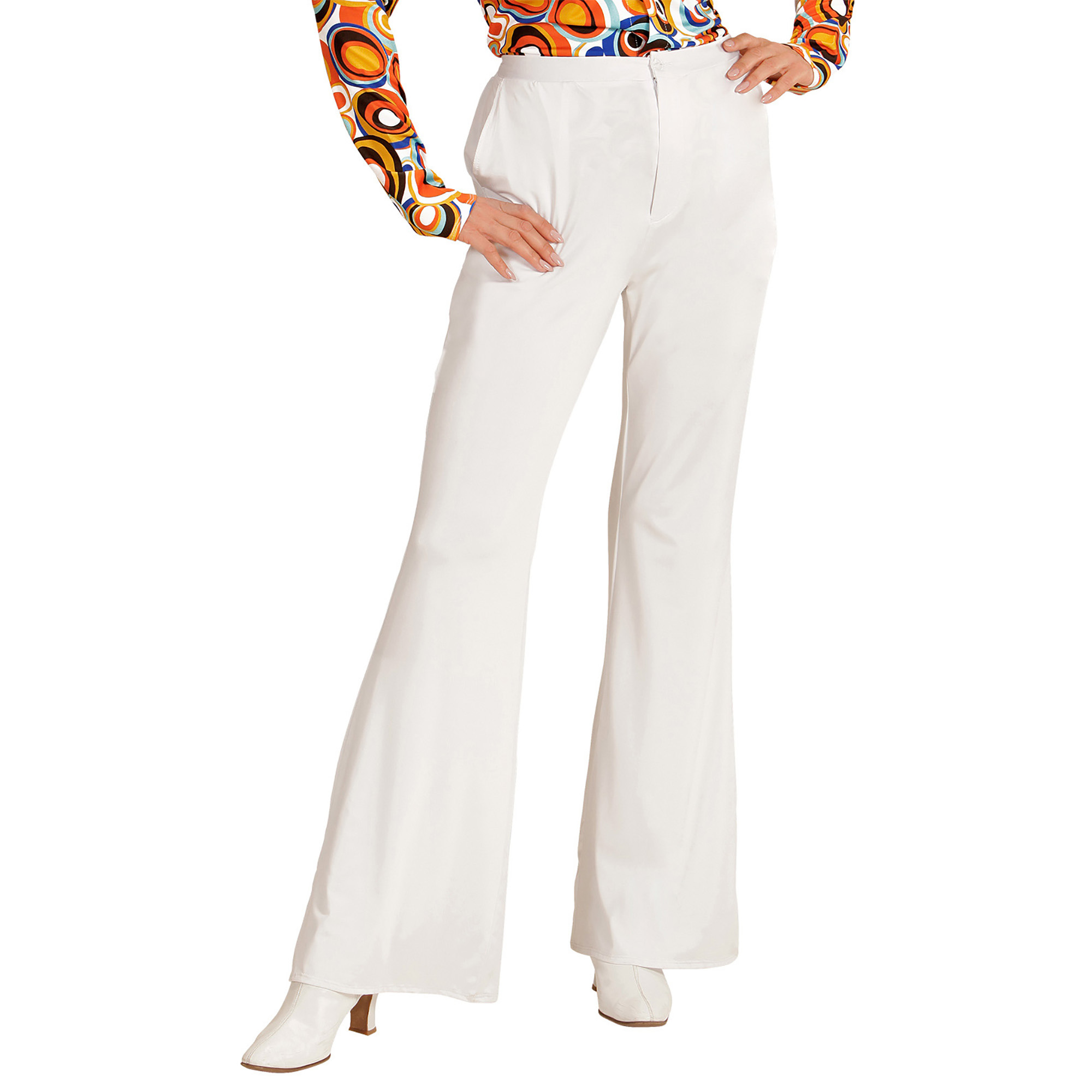 Retro disco broek 70's dames wit