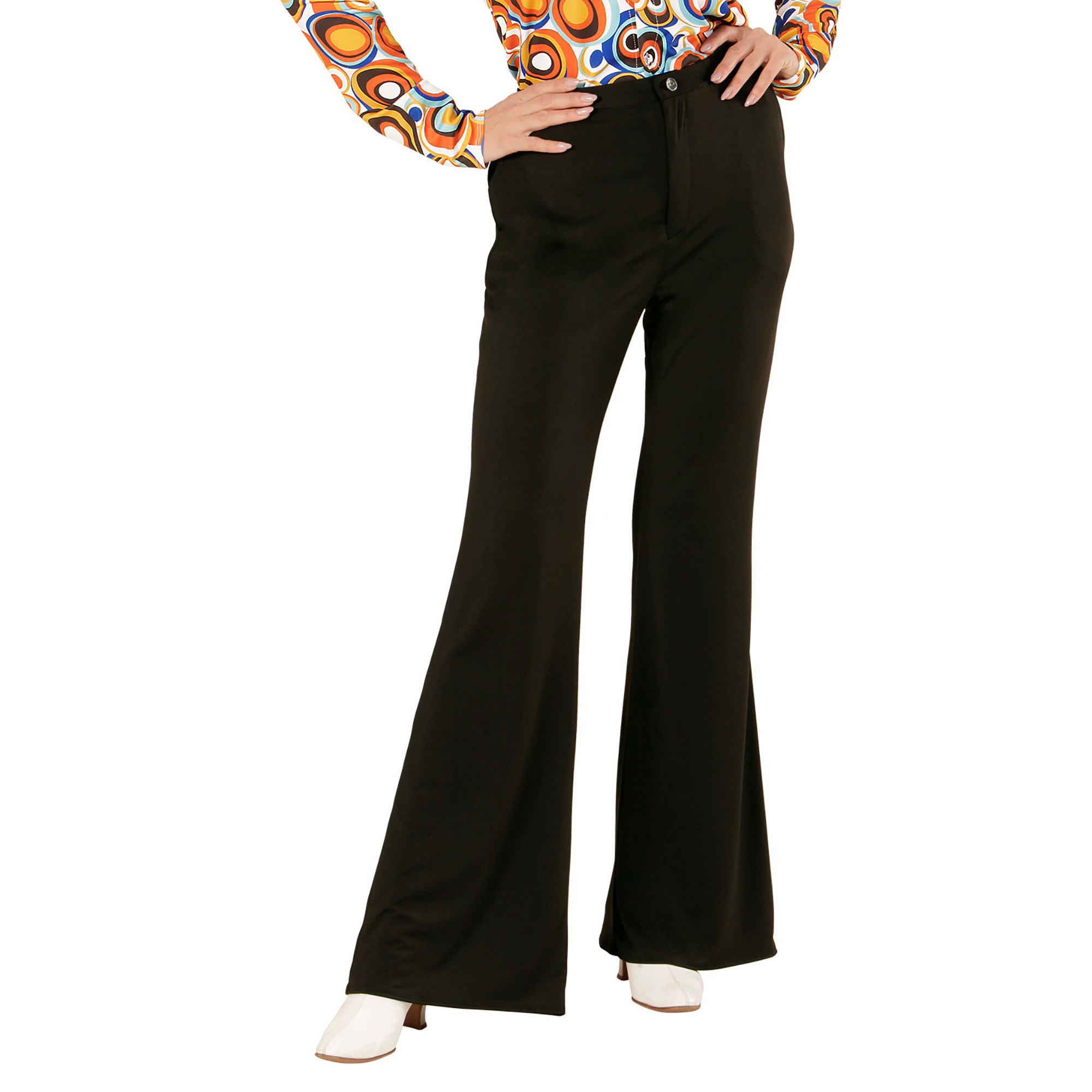 Retro disco broek 70's dames zwart