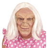 Rimpelige oude oma masker met pruik 