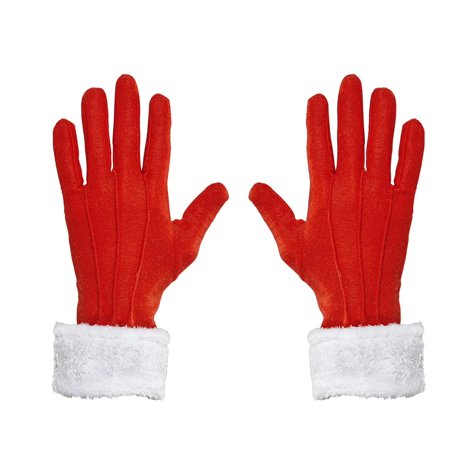Rode kerstman of kerstvrouw handschoenen met witte pluche