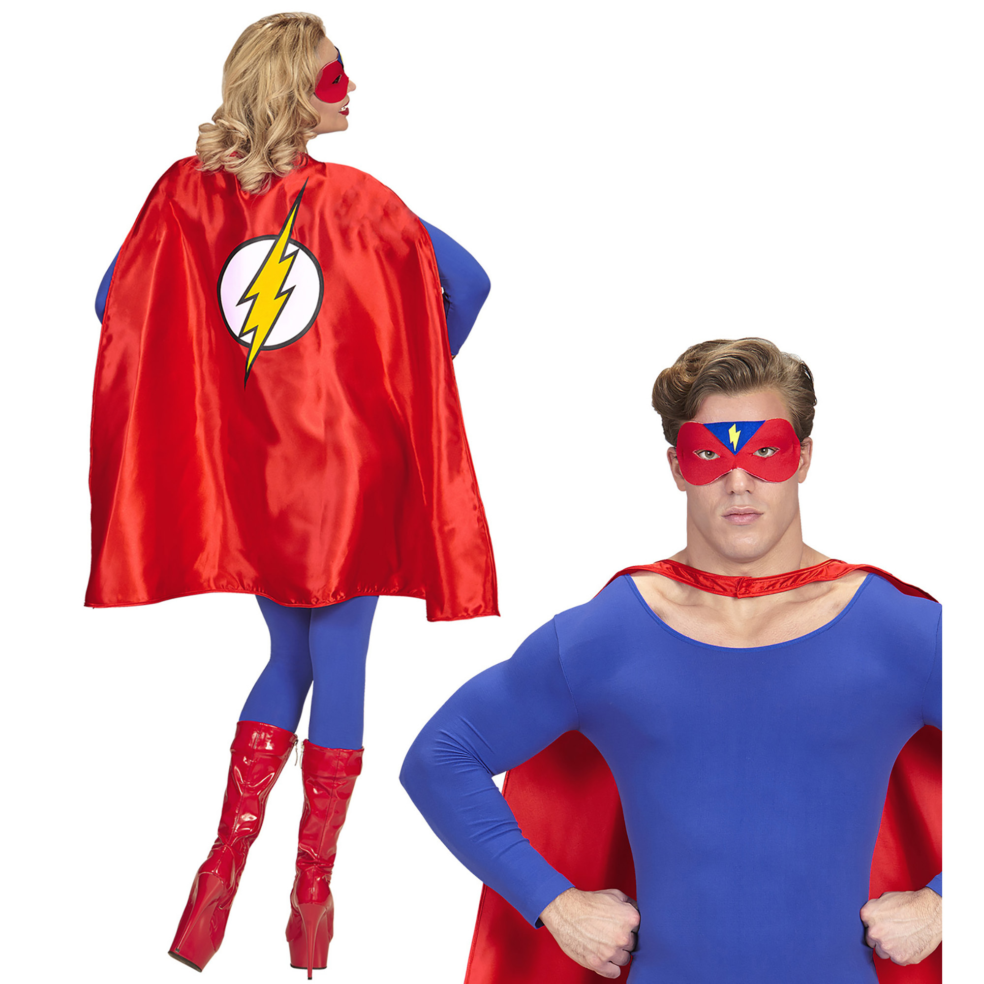 Rode superheld cape met oogmasker volwassen super hero outfit
