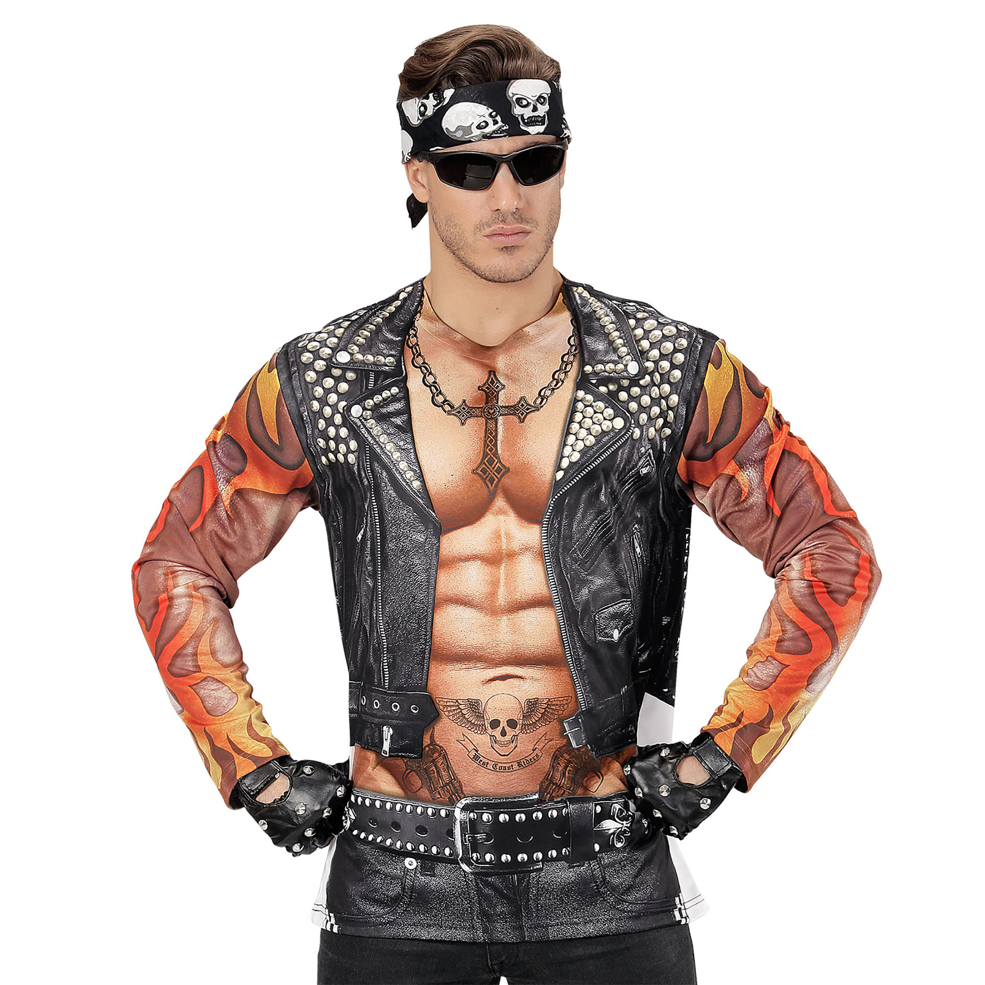 Super stoer biker rocker realistisch foto print shirt