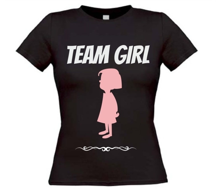 Team girl T-shirt voor een gender reveal party