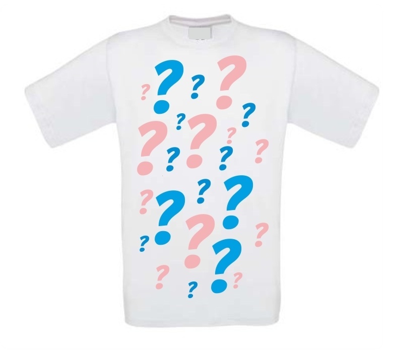 vraagteken gender reveal party T-shirt