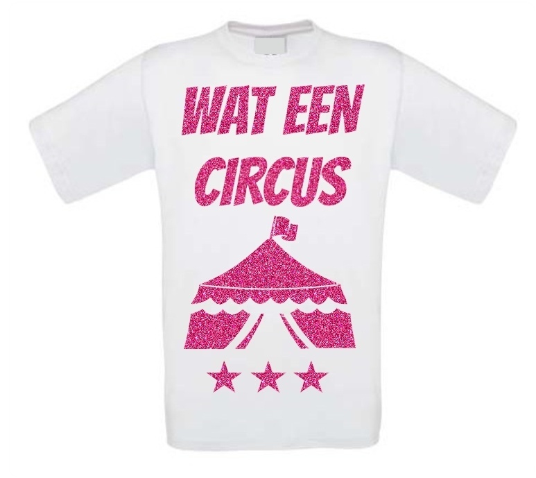 Wat een circus T-shirt glitter pink