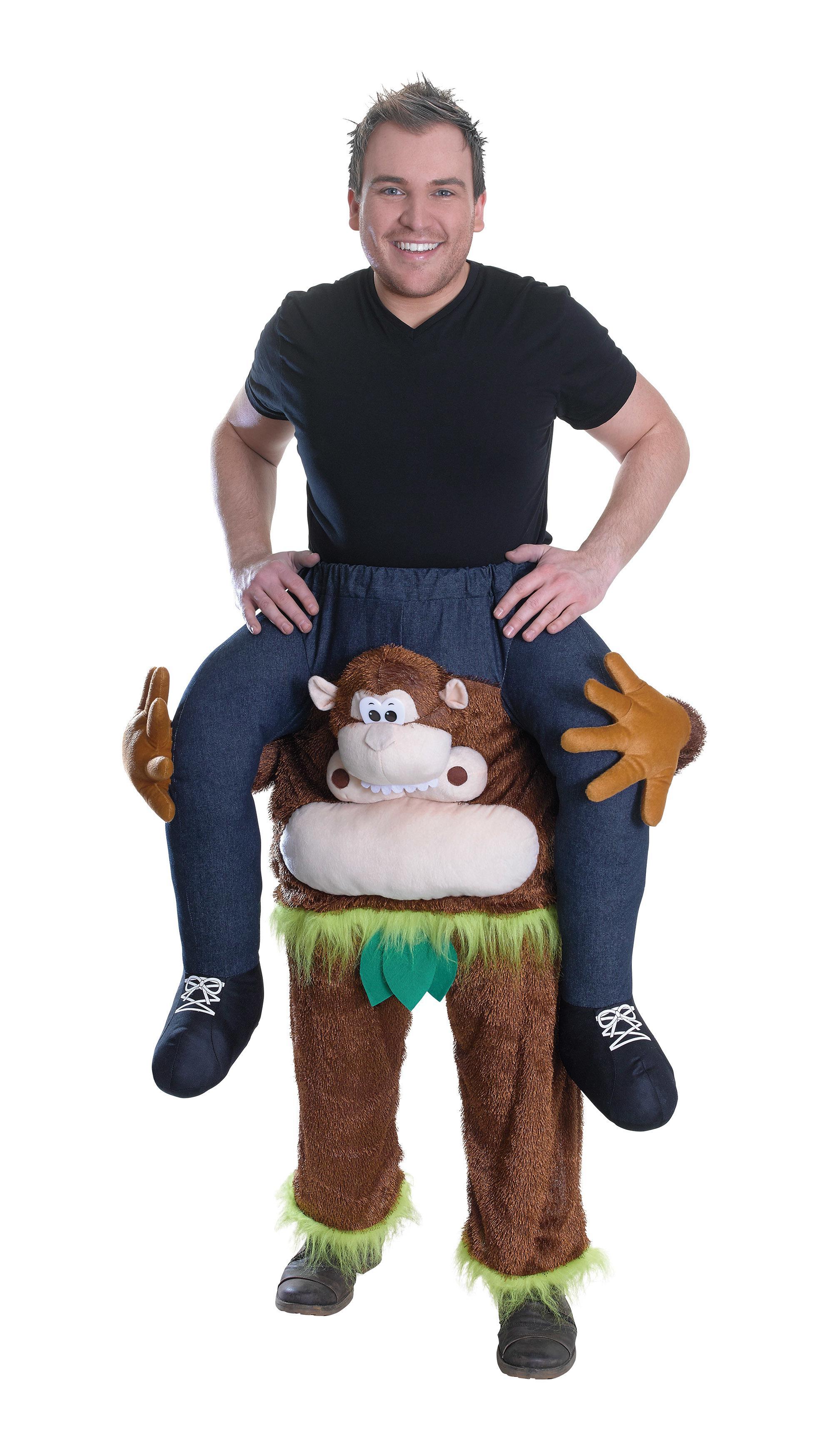 Bereden instap kostuum op de rug van een aap zitten