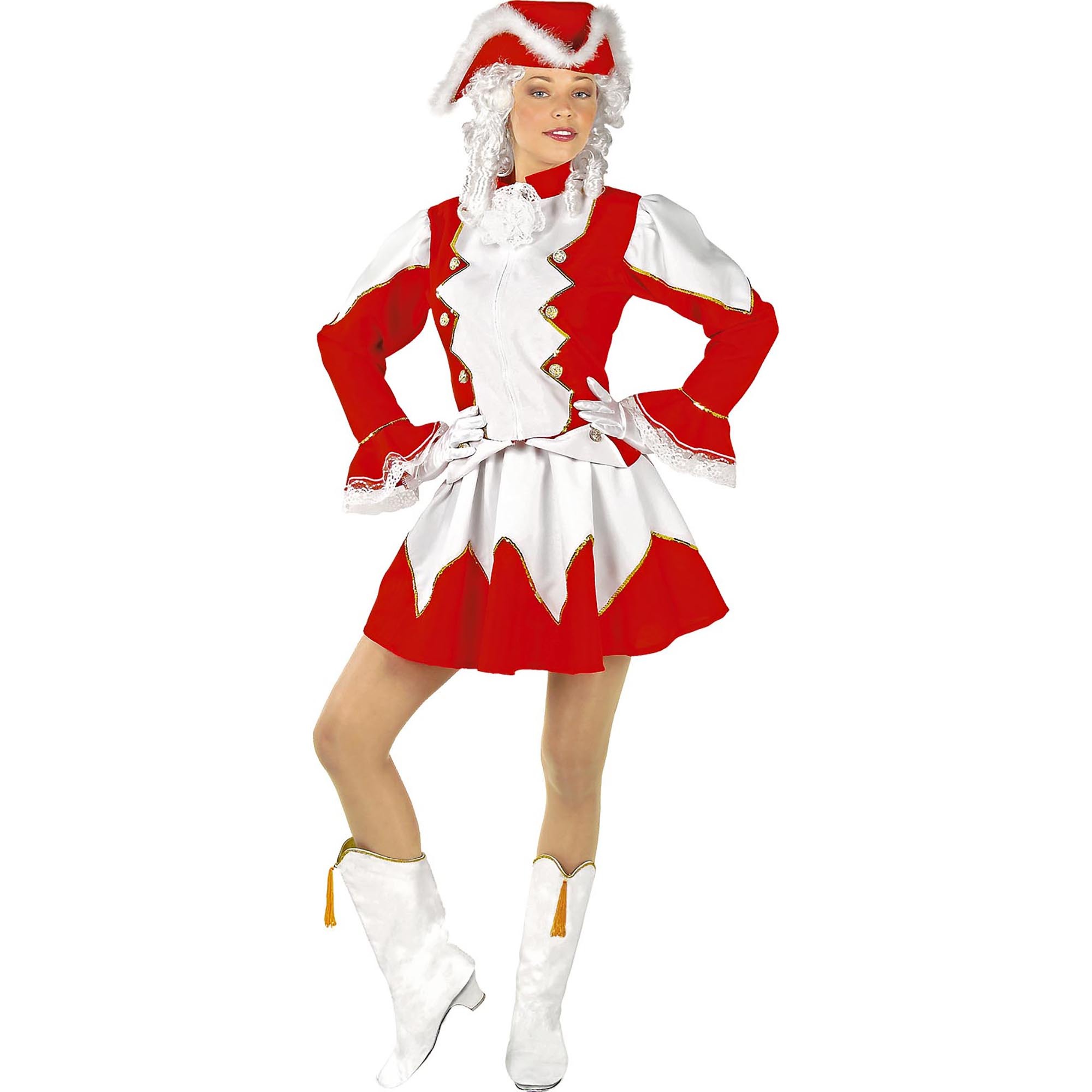 Majorette kostuum dames rood wit 
