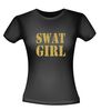 swat girl T-shirt glitter goud