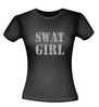Swat Girl T-shirt glitter zilver